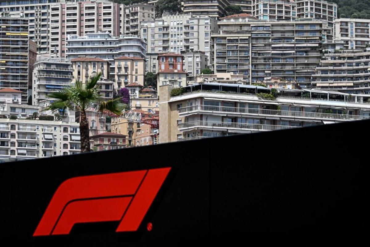 The F1 logo is pictured at the Circuit de Monaco three days ahead of the Formula One Monaco Grand Prix on June 4, 2026.  Gabriel BOUYS / AFP