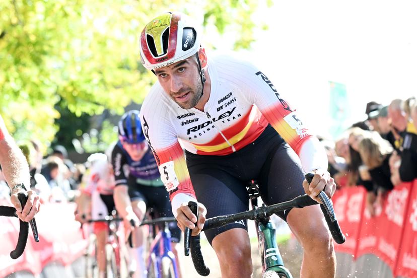 Spanish Felipe Orts Lloret pictured in action during the men's elite race of the Exact Cross, stage 1 (out of 7) in the Exact Cross cyclocross competition, in Meulebeke, on Saturday 04 October 2025. BELGA PHOTO MAARTEN STRAETEMANS