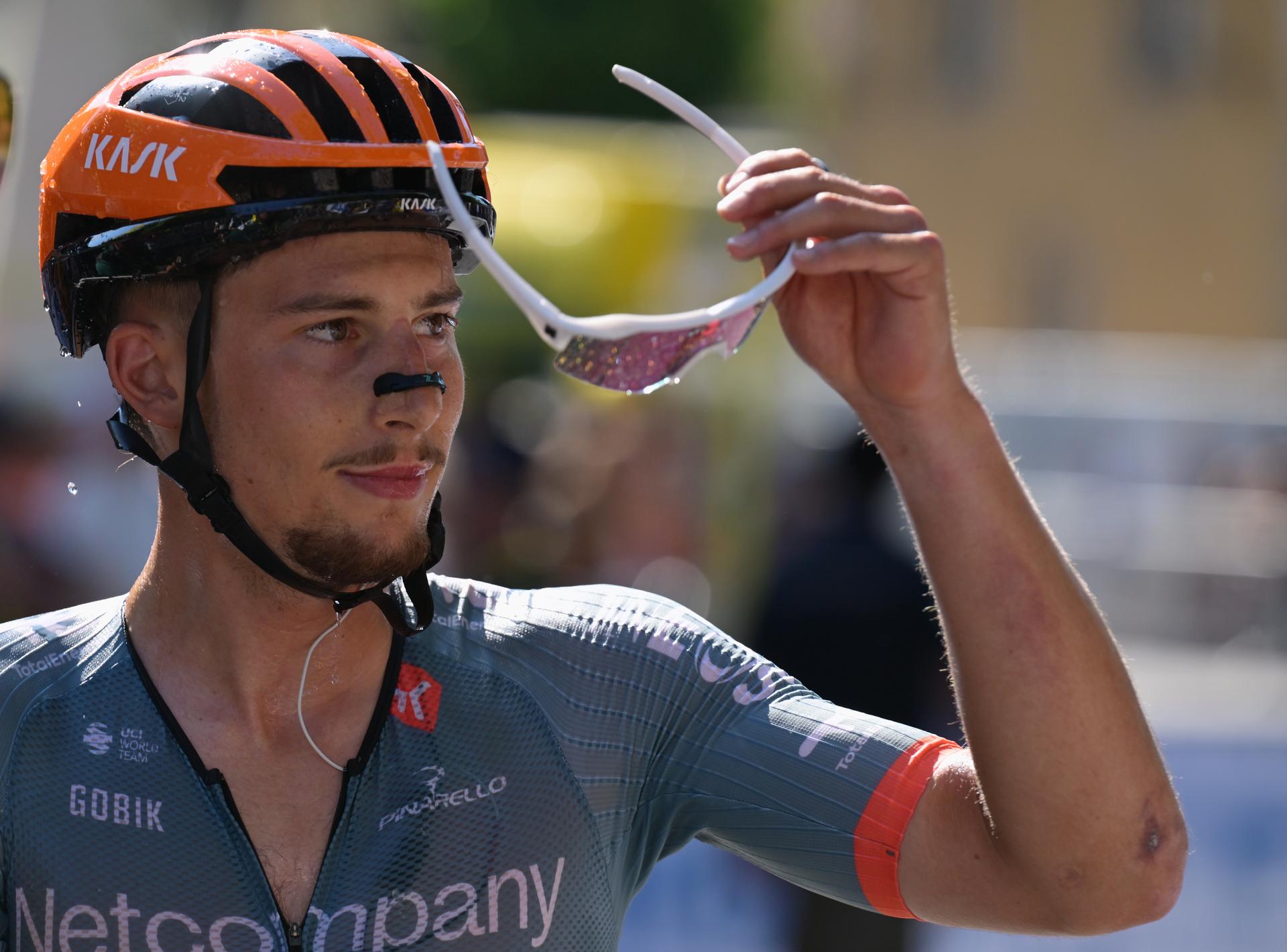 French Kevin Vauquelin of Netcompany-INEOS pictured after stage 4 of the 2026 Tour de France cycling race, a stage of 181,9km from Carcassonne to Foix, on Tuesday 07 July 2026. The 113th edition of the Tour de France starts on Saturday 4 July in Barcelona, Spain, and will finish in Paris, France on the 26th of July.  BELGA PHOTO DAVID PINTENS