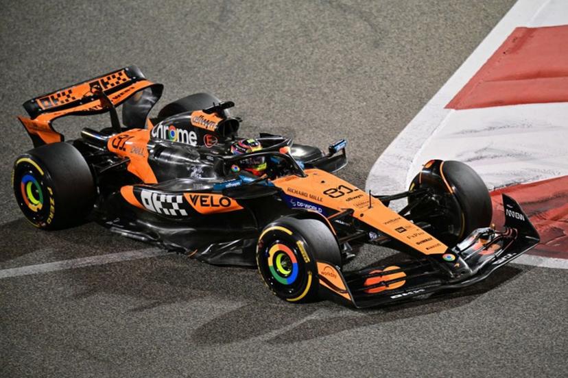 McLaren's Australian driver Oscar Piastri races during the Bahrain Formula One Grand Prix at the Bahrain International Circuit in Sakhir on April 13, 2025.  Giuseppe CACACE / AFP