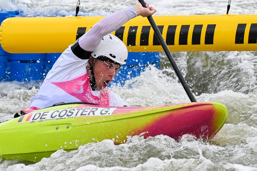 Canoe Slalom Athlete Gabriel De Coster pictured in action during the qualifications of the Canoe Kayak slalom cross event at the European Games in Krakow, Poland on Saturday 01 July 2023. The 3rd European Games, informally known as Krakow-Malopolska 2023, is a scheduled international sporting event that will be held from 21 June to 02 July 2023 in Krakow and Malopolska, Poland. BELGA PHOTO TEAM BELGIUM
