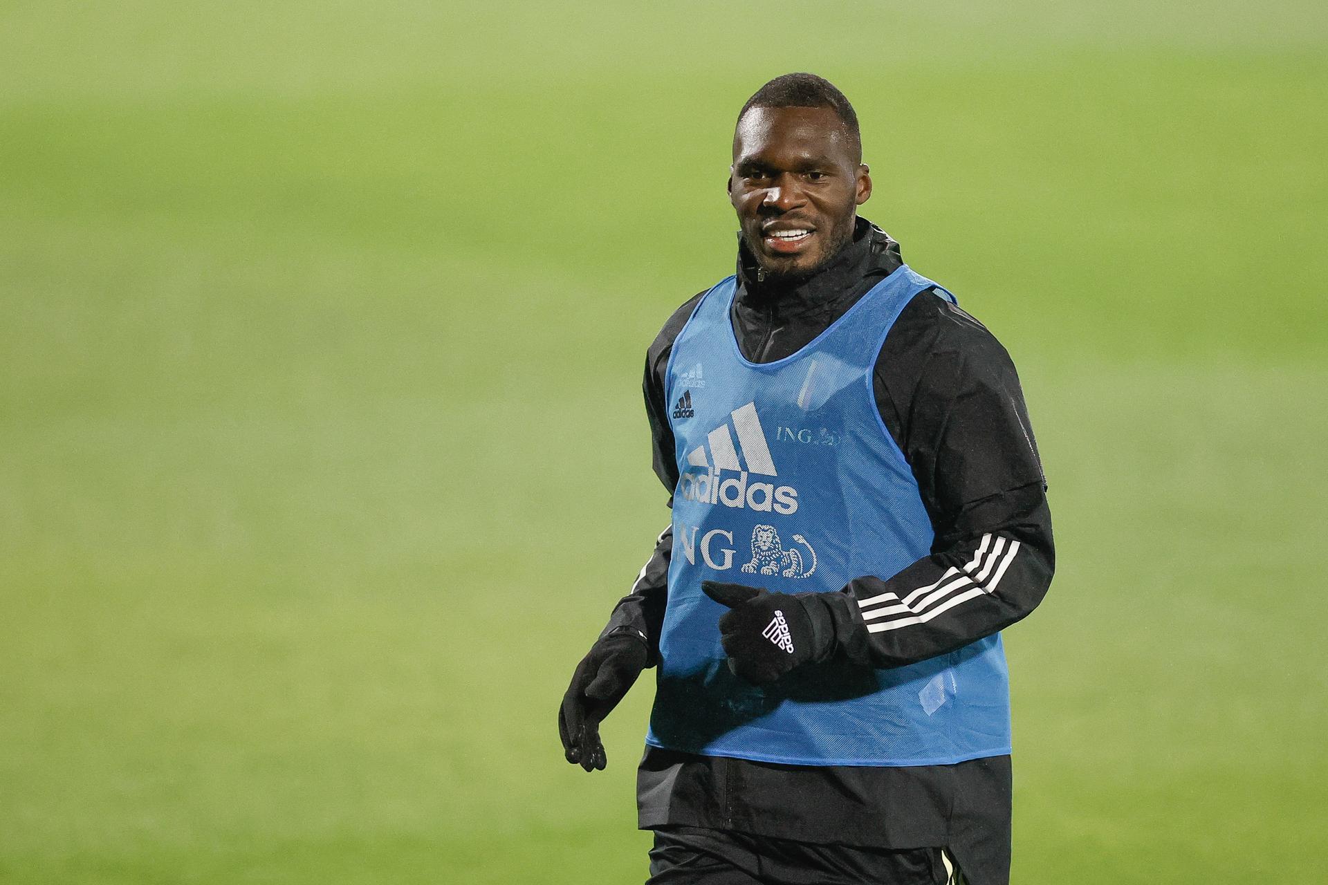 Belgium's Christian Benteke pictured during a training session of Belgian national soccer team the Red Devils, in Tubize, Friday 12 November 2021. The team will be playing two World Cup 2022 qualification games against Estonia and Wales. BELGA PHOTO BRUNO FAHY