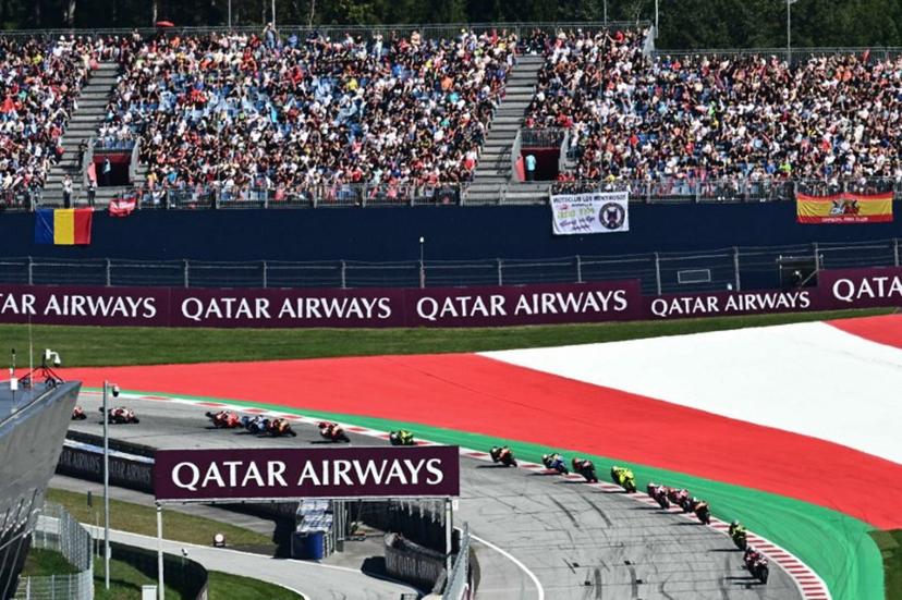 Riders compete during the MotoGP Grand Prix of Austria at the Red Bull Ring racetrack in Spielberg bei Knittelfeld, Austria, on September 20, 2026.  Joe Klamar / AFP