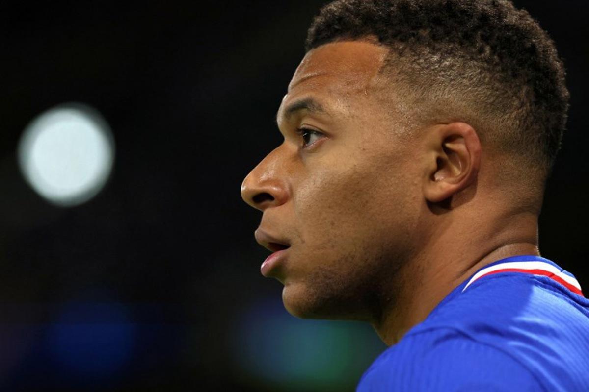 France's forward #10 Kylian Mbappe looks on during the FIFA World Cup 2026 Group D European qualification football match between France and Azerbaijan at the Parc des Princes Stadium in Paris, on October 10, 2025.  FRANCK FIFE / AFP