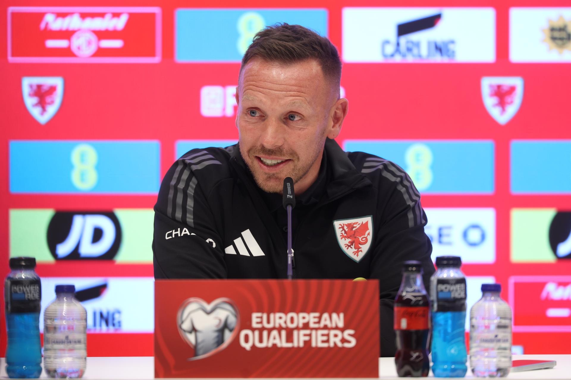 Welsh head coach Craig Bellamy pictured during a press conference of the Wales national soccer team, at the King Baudouin stadium, in Brussels, Sunday 08 June 2025. The team is preparing for the World Cup 2026 qualifier against the Red Devils Belgian national soccer team (09/06). BELGA PHOTO VIRGINIE LEFOUR