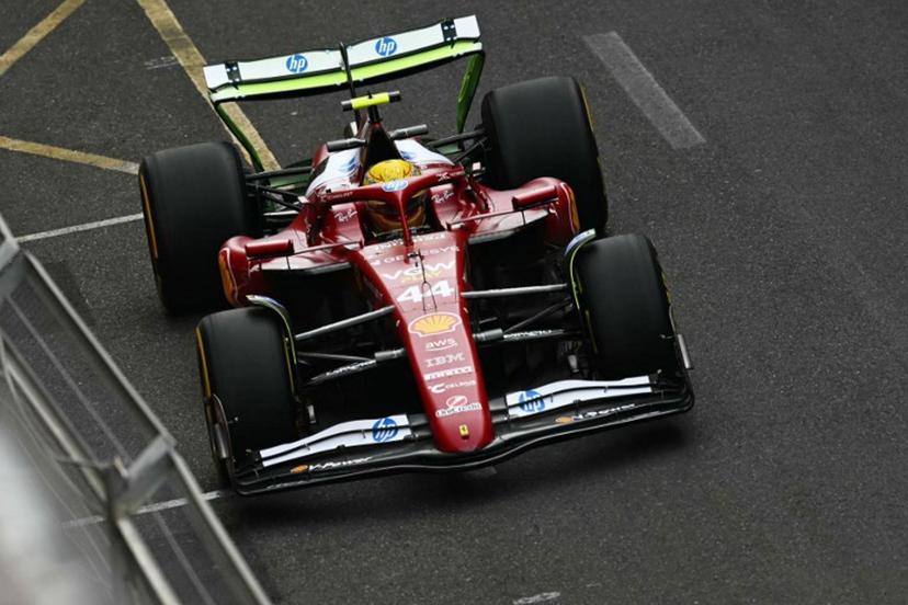 Ferrari's British driver Lewis Hamilton drives during a practice session of the Formula One Azerbaijan Grand Prix at the Baku City Circuit in Baku on September 19, 2025.  OZAN KOSE / AFP