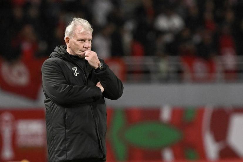 Uganda coach Paul Put reacts during the Africa Cup of Nations (CAN) Group C football match between Tunisia and Uganda at Rabat Olympic Stadium in Rabat on December 23, 2025.   SEBASTIEN BOZON / AFP