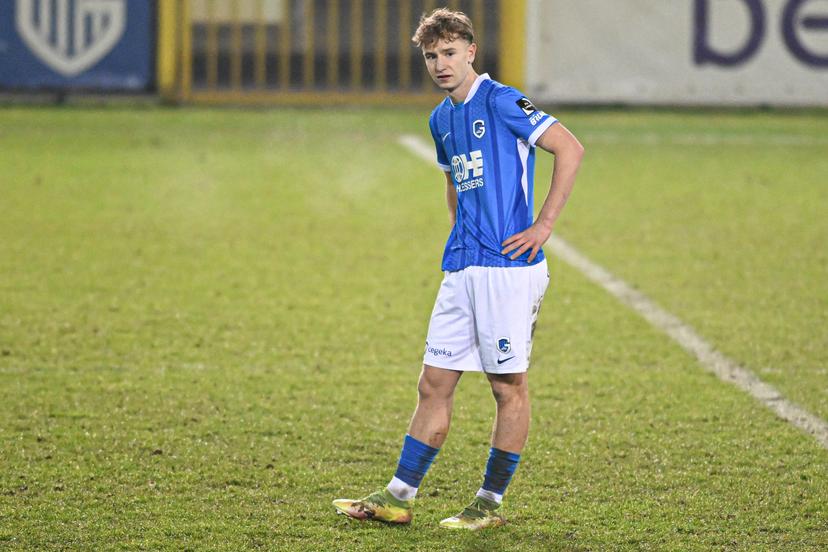 Jong Genk's Michiel Cauwel looks dejected during a soccer game between Jong Genk and RWDM, Tuesday 27 January 2026 in Geel, on day 22 (out of 30) of the 2025-2026 'Challenger Pro League' 1B second division of the Belgian championship. BELGA PHOTO JILL DELSAUX
