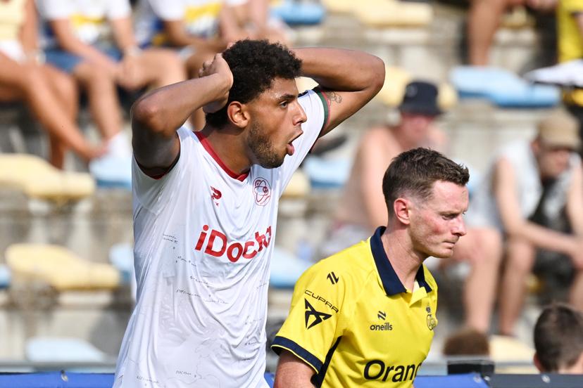 Essevee's Anosike Ementa looks dejected during a soccer match between Union Saint-Gilloise and SV Zulte Waregem, Saturday 15 August 2026 in Brussels, on day 2 of the 2026-2027 'Jupiler Pro League' first division of the Belgian championship. BELGA PHOTO MAARTEN STRAETEMANS