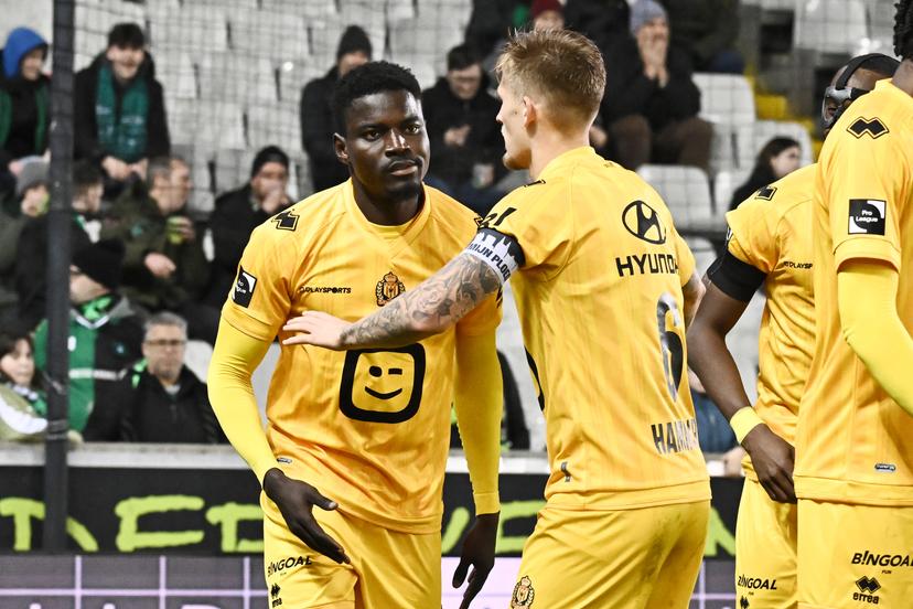 Mechelen's Gora Diouf celebrates after scoring the 1-3 goal during a soccer match between Cercle Brugge and KV Mechelen, Saturday 13 December 2025 in Brugge, on day 18 of the 2025-2026 'Jupiler Pro League' first division of the Belgian championship. BELGA PHOTO MAARTEN STRAETEMANS