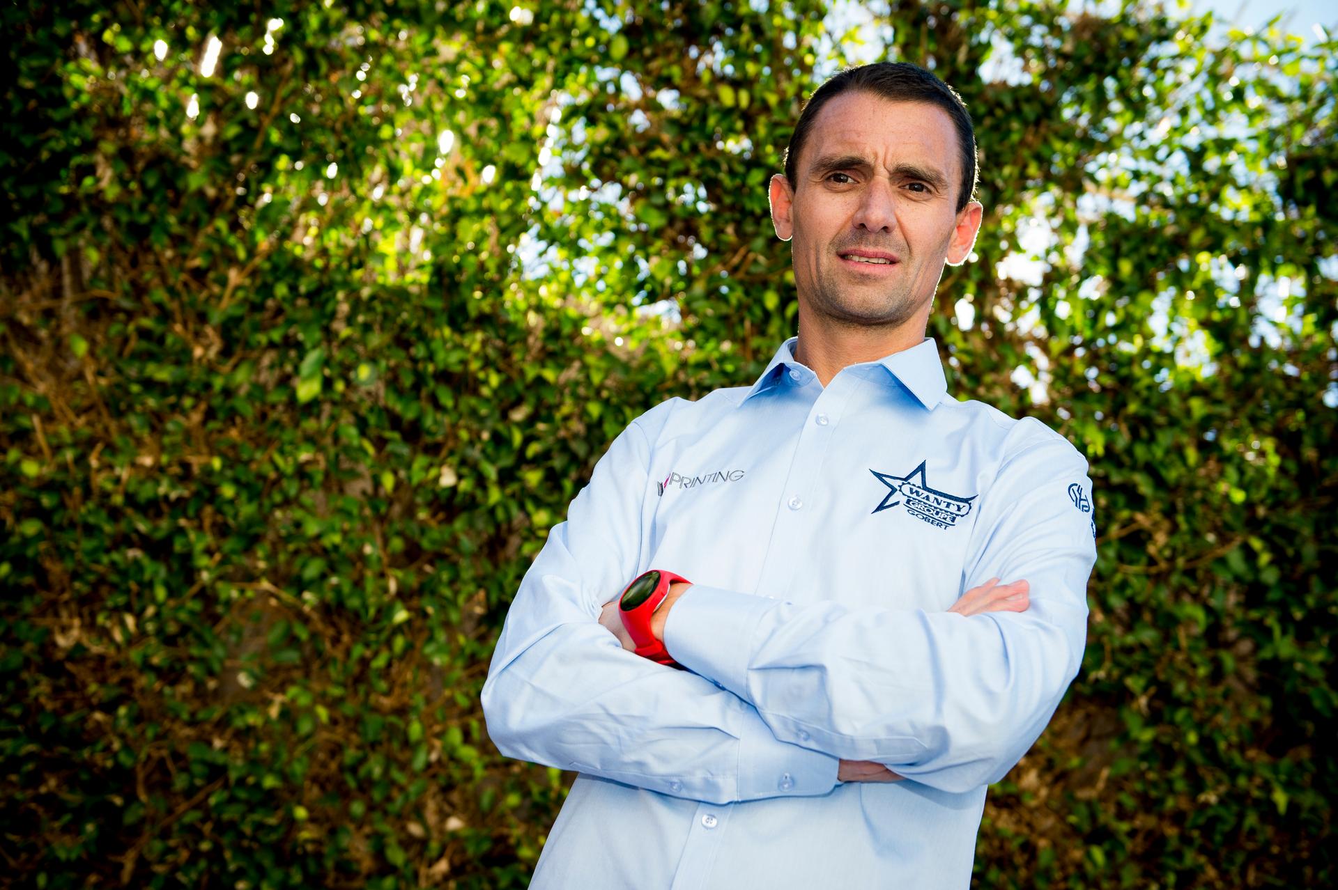 Belgian Sebastien Demarbaix, sports director of Wanty-Groupe Gobert poses for the photographer at the press day of Belgian cycling team Wanty-Groupe Gobert, in Benidorm, Spain, Friday 12 January 2018. BELGA PHOTO JASPER JACOBS