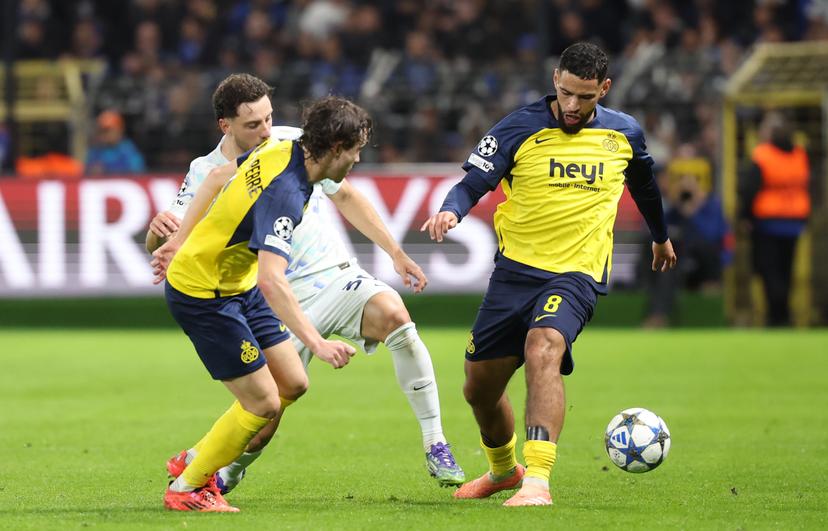 Union's Adem Zorgane fights for the ball during a soccer game between Belgian Royale Union Saint-Gilloise and Italian Internazionale Milano, Tuesday 21 October 2025 in Brussels, on the third day of the League phase of the UEFA Champions League tournament. BELGA PHOTO VIRGINIE LEFOUR