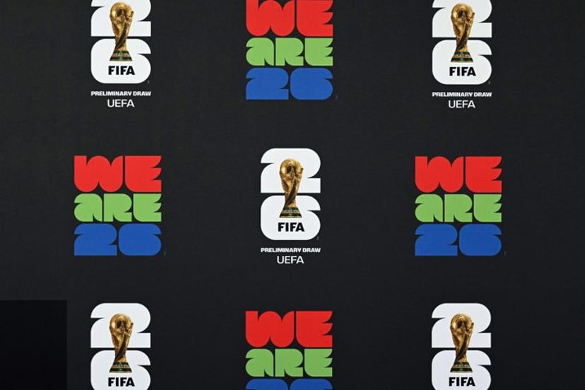 The logo of the European qualifiers for the 2026 Fifa World Cup  is pictured ahead of the event at the FIFA headquarters in Zurich, on December 13, 2024.  Fabrice COFFRINI / AFP