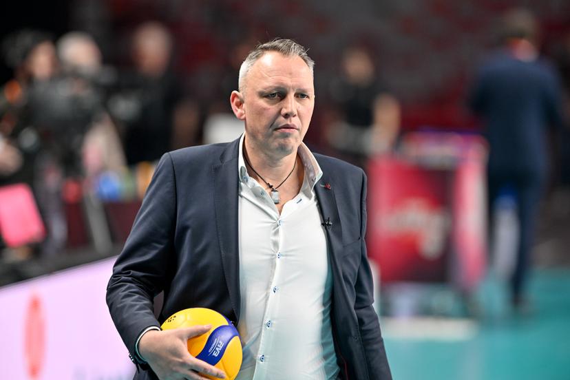 Menen's head coach Frank Depestele pictured ahead of the match between Knack Volley Roeselare and Decospan Volley Team Menen, the final match in the men Belgian volleyball cup competition, Sunday 26 February 2023 in Merksem, Antwerp. BELGA PHOTO DAVID CATRY