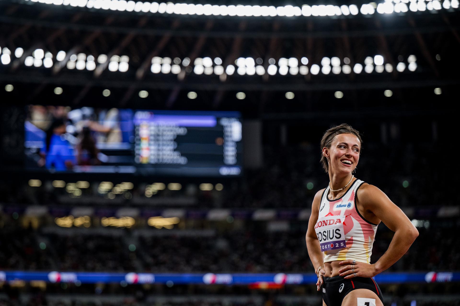 Belgian Rani Rosius pictured after the 100m women, Heat 2, in the World Athletics Championships in Tokyo, Japan, on Saturday 13 September 2025. The outdoor Worlds are taking place from 13 to 21 September. BELGA PHOTO JASPER JACOBS