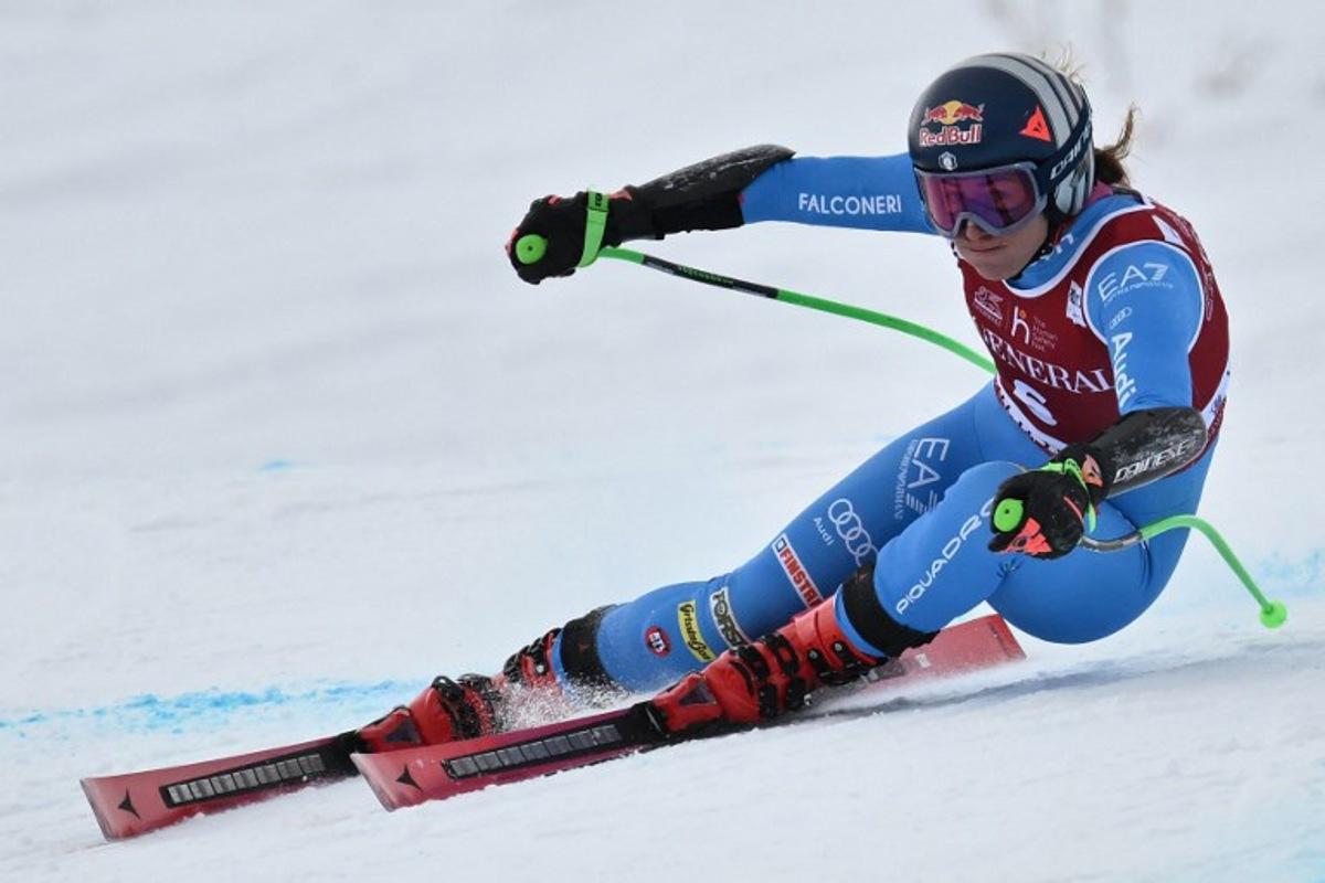 Italy's Sofia Goggia competes in the women's Super G event during the FIS Alpine Ski World Cup 2025-2026, in Val d'Isere, southwestern France, on December 21, 2025.  Jeff PACHOUD / AFP