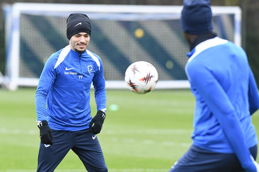 Genk's Zakaria El Ouahdi pictured during a training session of Belgian soccer team KRC Genk, on Wednesday 26 November 2025, in Genk. The team prepares for tomorrow's match against Swiss FC Basel, fifth game (out of 8) in the league phase of the UEFA Europa League competition. BELGA PHOTO JILL DELSAUX