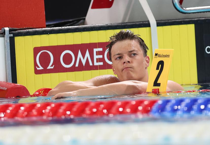 Belgian Noah Verreth looks dejected after the heats of the Men's 100m Backstroke on the sixth day of  the European Aquatics Championships in Paris, France on Saturday 15 August 2026. BELGA PHOTO VIRGINIE LEFOUR