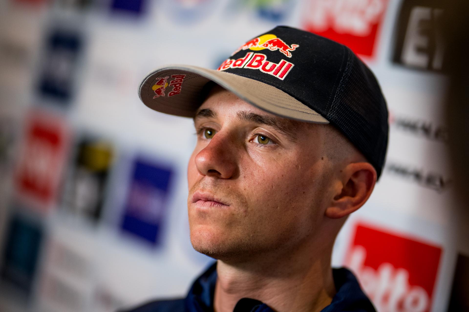 Belgian Remco Evenepoel talks to the press during a press conference before the cycling World Championship, in Montreal, Canada, Friday 18 September 2026. The UCI road world championships are taking place from 20 to 27 September, in Montreal, Canada. BELGA PHOTO JASPER JACOBS