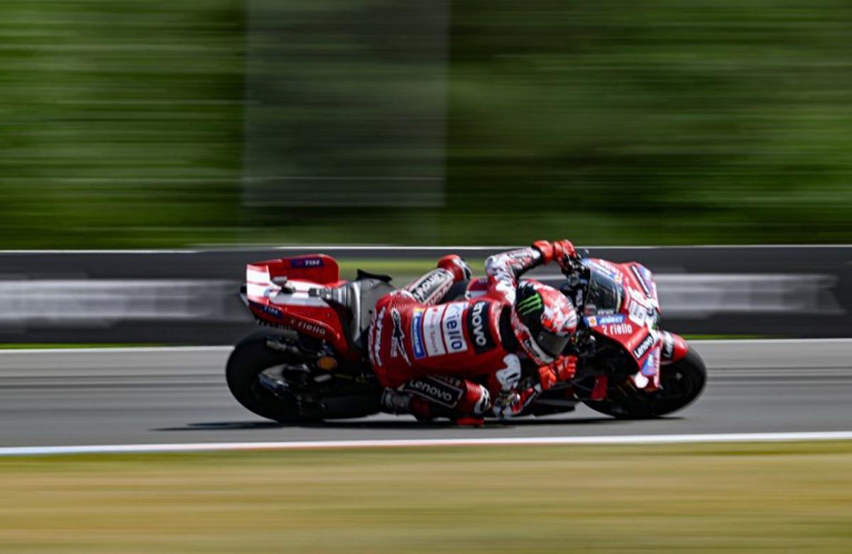 Team Ducati Lenovo Team's Francesco Bagnaia competes during the MotoGP Grand Prix of Czechia in Brno, Czech Republic, on June 21, 2026.  Michal Cizek / AFP