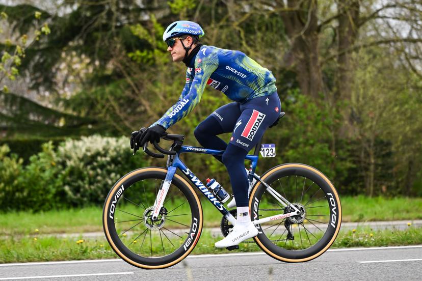 Belgian Jasper Stuyven of Soudal Quick-Step pictured in action during the men's race of the 'Ronde van Vlaanderen/ Tour des Flandres/ Tour of Flanders' UCI WorldTour one day cycling race, 278 km from Antwerp to Oudenaarde, Sunday 05 April 2026. BELGA PHOTO ELIAS ROM