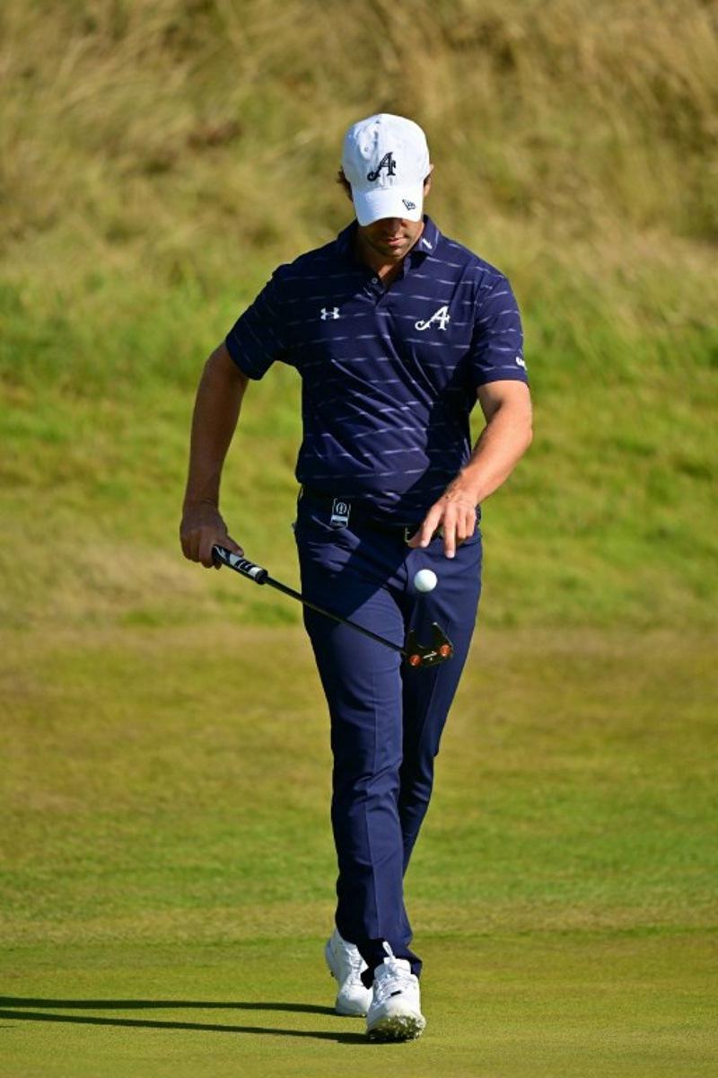 Belgium's Thomas Detry on the 10th green during practice for the 154th Open Golf championship at Royal Birkdale Golf Club near Southport in north-west England on July 15, 2026.  ANDY BUCHANAN / AFP