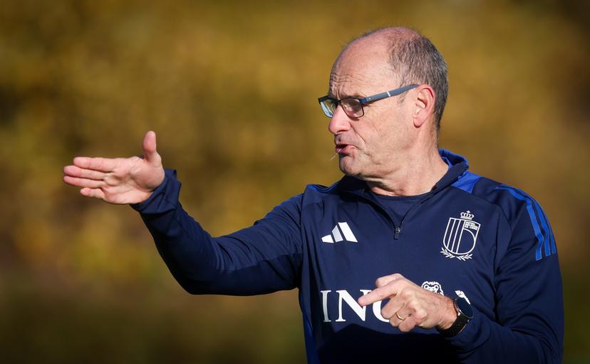 Belgium's head coach Bob Browaeys gestures during a training session of the Belgian national under 17 soccer team, at the Proximus Basecamp in Tubize, Thursday 30 October 2025. BELGA PHOTO VIRGINIE LEFOUR