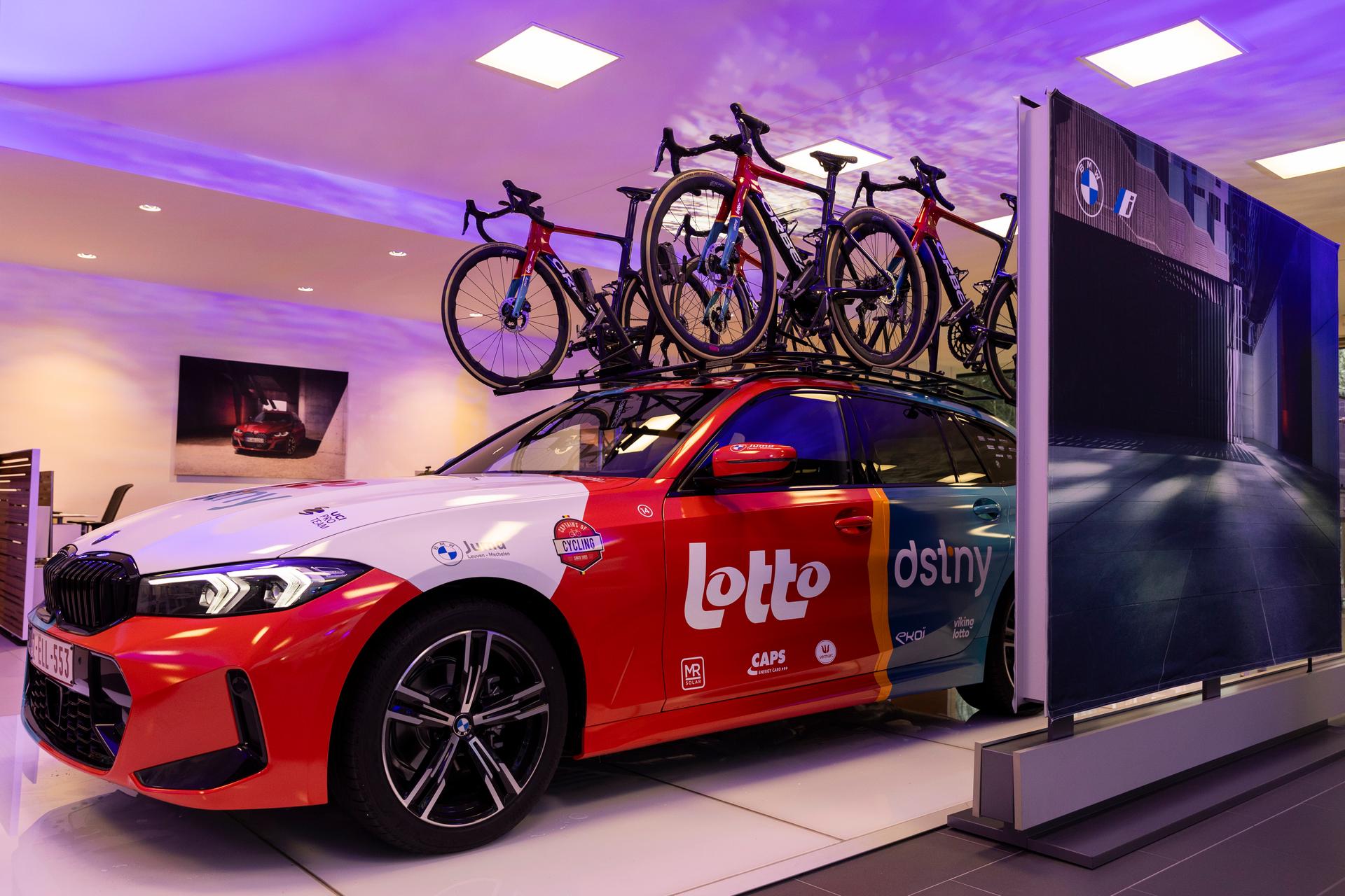 Illustration picture shows new team car pictured during the team presentation of Lotto Dstny cycling team in Mechelen, Friday 05 January 2024, ahead of the upcoming season. BELGA PHOTO DAVID PINTENS