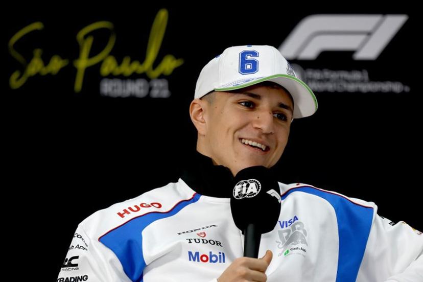 RB's French driver Isack Hadjar smiles during a press conference ahead of the Sao Paulo Formula One Grand Prix at the Jose Carlos Pace racetrack, aka Interlagos, in Sao Paulo, Brazil on November 6, 2025.  Miguel SCHINCARIOL / AFP