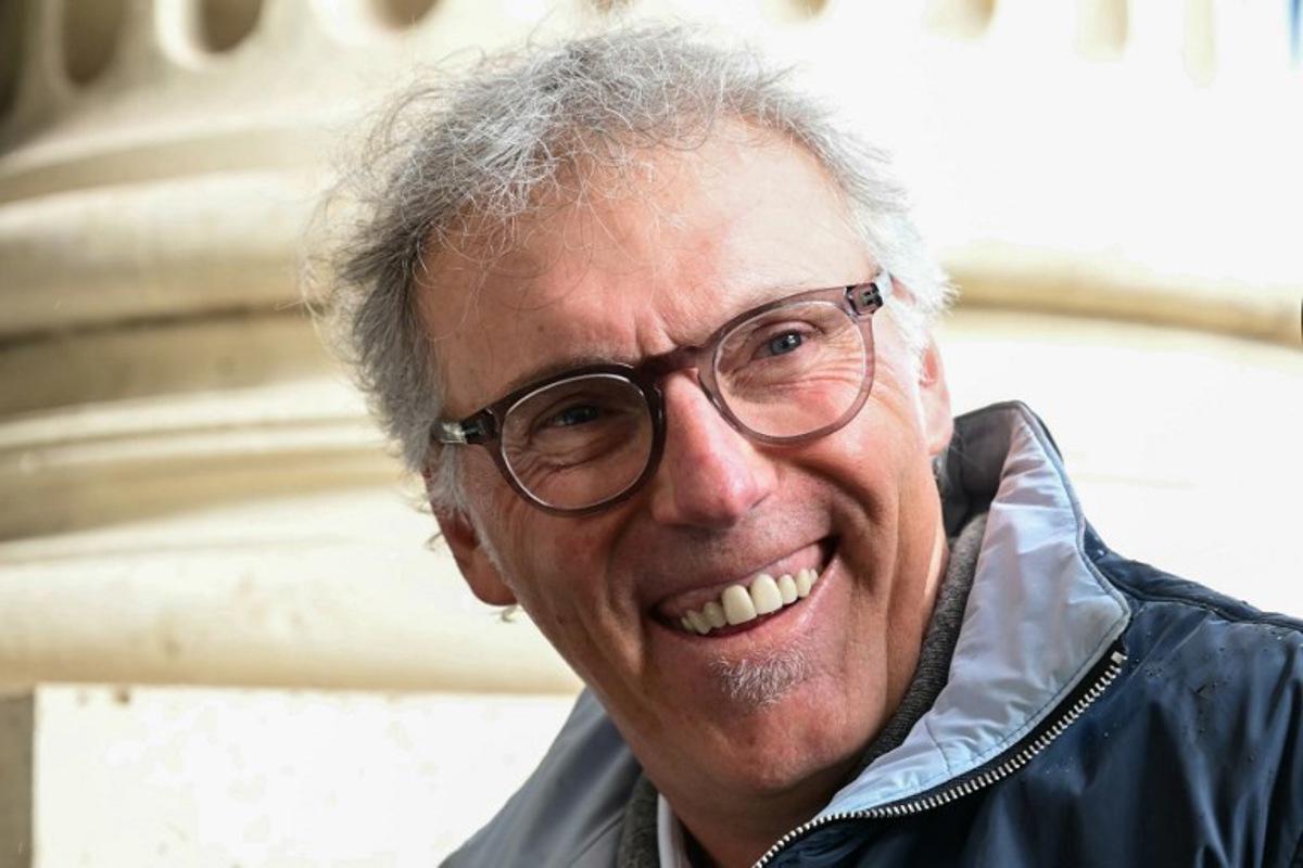 Former football player for France's national team, Laurent Blanc, speaks to journalists ahead of a the gala dinner marking the 15th anniversary of the Diomede Academy, at the Hotel Crillon in Paris, on May 27, 2024.  MIGUEL MEDINA / AFP