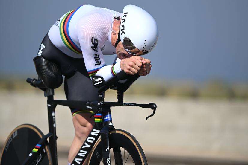 VROMANT Ewoud pictured in action during the time trials at the UCI Para-Cycling Road World Cup event, Friday 02 May 2025, in Oostende. The UCI Para-Cycling Road World Cup takes place from 01 to 04 May in Oostende and Brugge. BELGA PHOTO LUC CLAESSEN