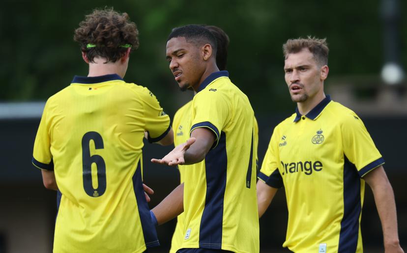 Union's Guilherme Smith celebrates after scoring during a friendly soccer game between Diegem Sport and Royale Union Saint-Gilloise, in Diegem, on Tuesday 30 June 2026. Union is preparing for the upcoming 2026-2027 first division season. BELGA PHOTO VIRGINIE LEFOUR