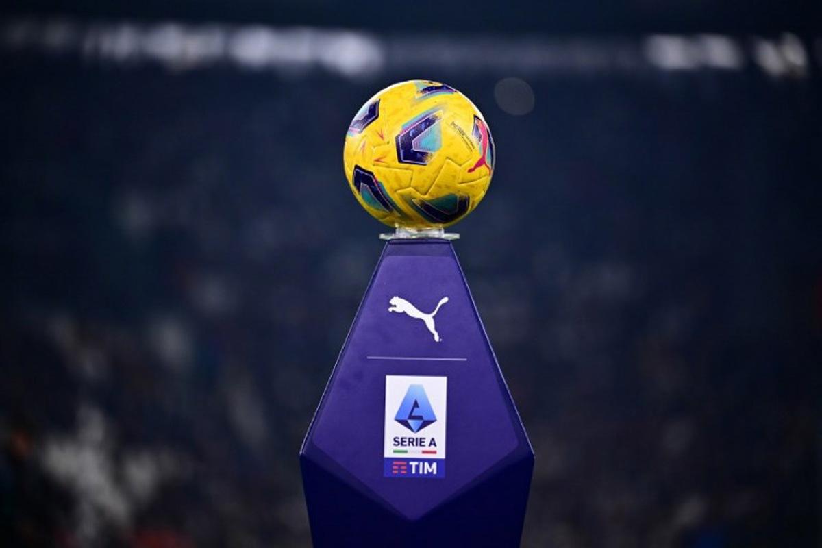 A picture shows the official Serie A winter ball before the Italian Serie A football match between Juventus and Empoli, at The Allianz Stadium, in Turin on January 27, 2024.  Marco BERTORELLO / AFP
