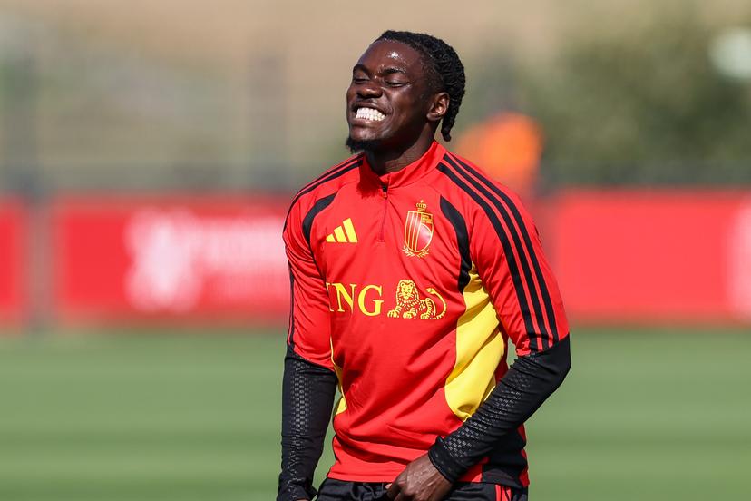 Belgium's Romeo Lavia pictured during a training session of the Red Devils, the Belgian national soccer team, on Sunday 27 September 2026 in Tubize. The team is preparing for the second game of the UEFA Nations League against France on Monday. BELGA PHOTO BRUNO FAHY