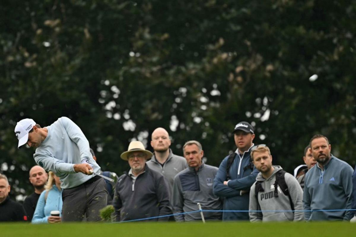 Belgium's Thomas Detry plays from the rough on the 1st hole on day two of the BMW PGA Championship at Wentworth Golf Club, south-west of London, on September 20, 2024.  Glyn KIRK / AFP