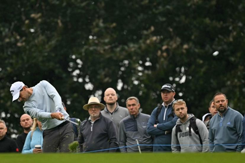 Belgium's Thomas Detry plays from the rough on the 1st hole on day two of the BMW PGA Championship at Wentworth Golf Club, south-west of London, on September 20, 2024.  Glyn KIRK / AFP