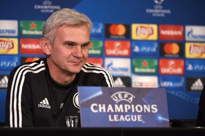 Legia´s headcoach Jacek Magiera attends a press conference in Dortmund, on November 21, 2016 on the eve of the Champions League football match between Borussia Dortmund and Legia.  PATRIK STOLLARZ / AFP