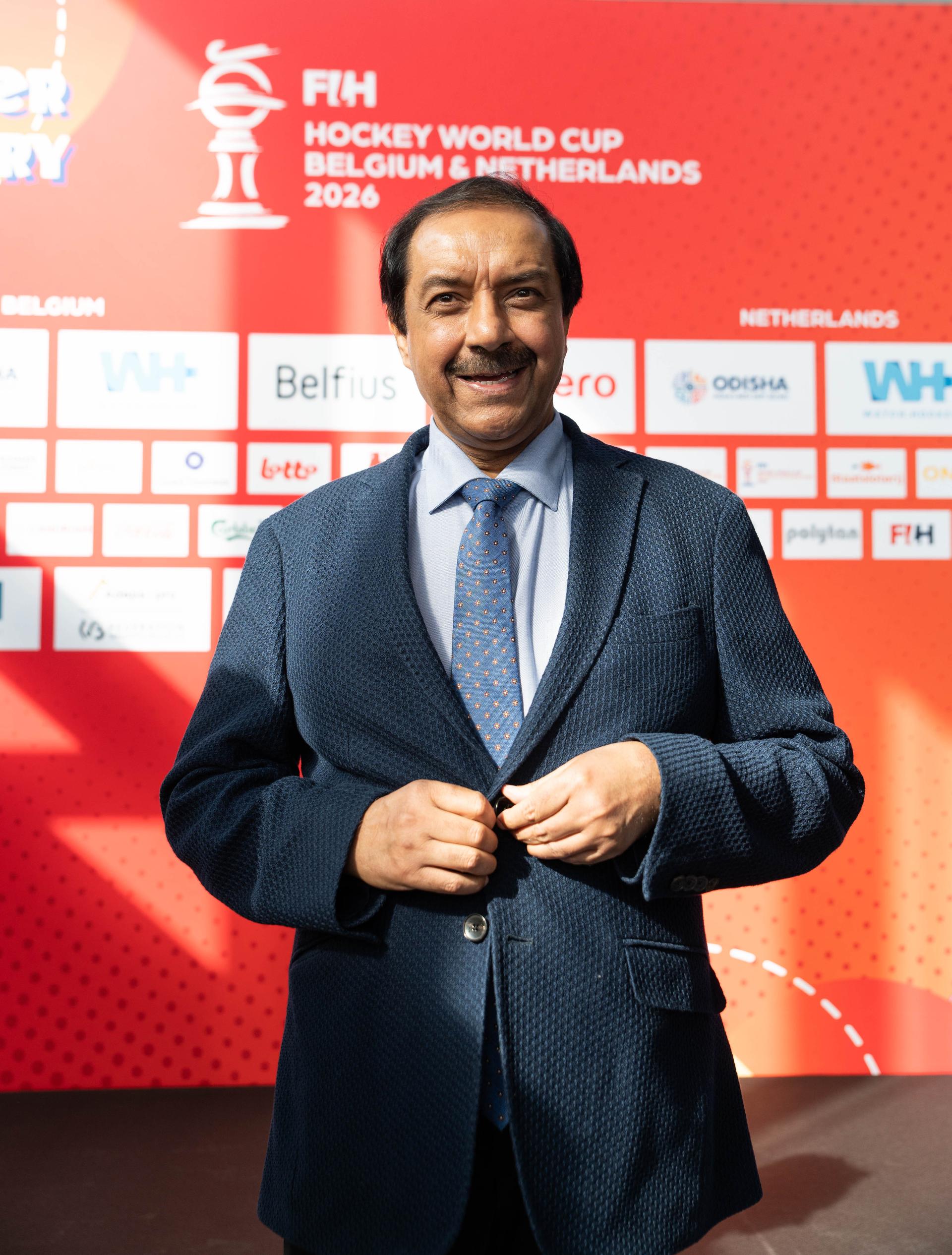 President of the FIH Tayyab Ikram pictured during a press conference on the 2026 World Cup in Belgium and the Netherlands (15-30/08), in Brussels, on Tuesday 30 September 2025. BELGA PHOTO EMILE WINDAL