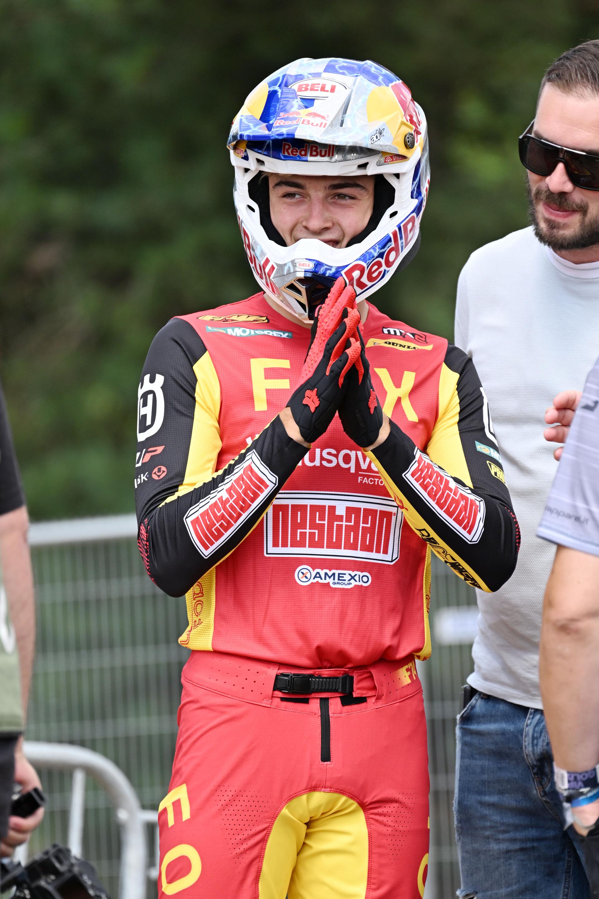 Belgian Lucas Coenen pictured before the MX2 race at the motocross MXGP Grand Prix Flanders event, race 14/20 of the FIM Motocross World Championship, Sunday 28 July 2024 in Lommel. BELGA PHOTO MAARTEN STRAETEMANS