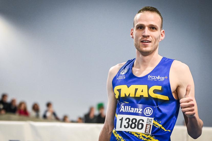 Belgian Eliott Crestan pictured after winning the 800m race at the Belgian indoor athletics championships, on Sunday 01 March 2026 in Louvain-la-Neuve. BELGA PHOTO ELIAS ROM