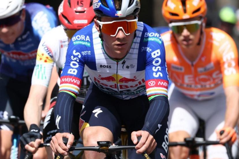 Team Bora's Belgian rider Remco Evenepoel competes during the seventh and last stage of the 2026 'Volta a Catalunya' cycling tour of Catalonia, a 95,1 km race between Barcelona and Barcelona, on March 29, 2026.  Josep LAGO / AFP
