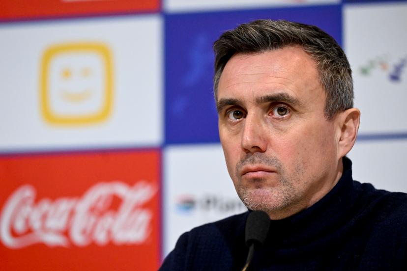 Gent's Sports director Arnar Vidarsson pictured during a press conference of Belgian soccer team KAA Gent regarding the dismissal of head coach Vrancken, Tuesday 21 January 2025 in Gent. BELGA PHOTO DIRK WAEM