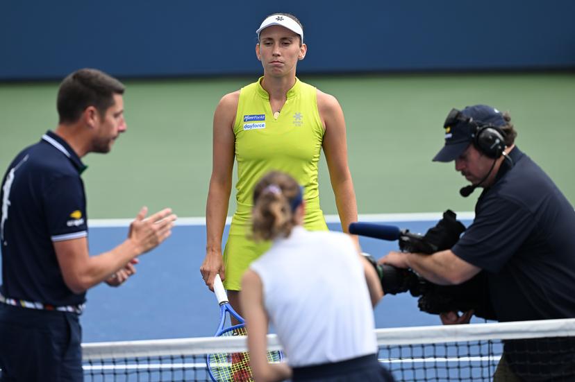 Belgian Elise Mertens pictured in action during a tennis match against Spanish Bucsa, in the third round of the women's singles of the 2025 US Open Grand Slam tennis tournament in New York City, USA, Friday 29 August 2025. BELGA PHOTO TONY BEHAR