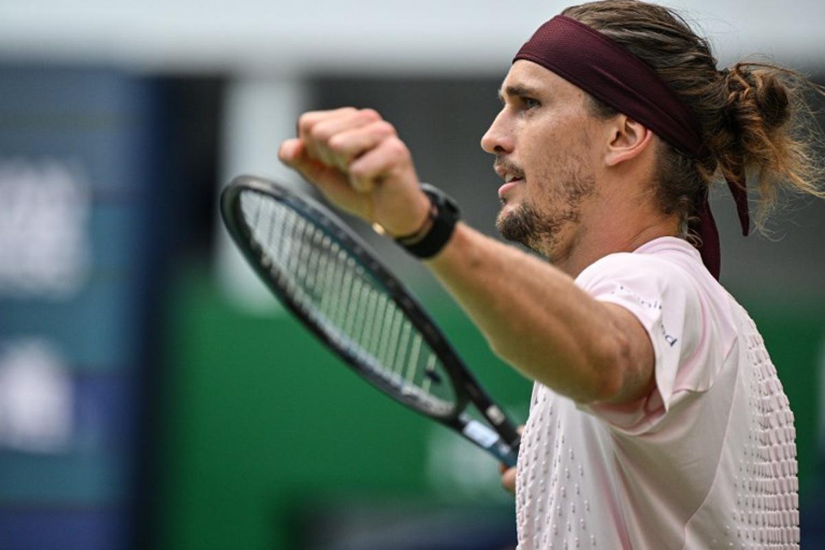Germany's Alexander Zverev celebrates after winning against China's Wu Yibing during their men's singles match at the Shanghai Masters tennis tournament in Shanghai on October 9, 2026.  Hector RETAMAL / AFP