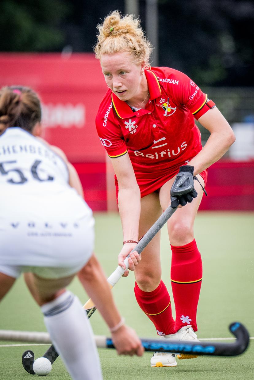 Belgium's Michelle Struijk pictured in action during a hockey game between Belgian national team Red Panthers and Germany, match 9/16 in the group stage of the 2025 women's FIH Pro League, Saturday 14 June 2025, in Antwerp. BELGA PHOTO JASPER JACOBS