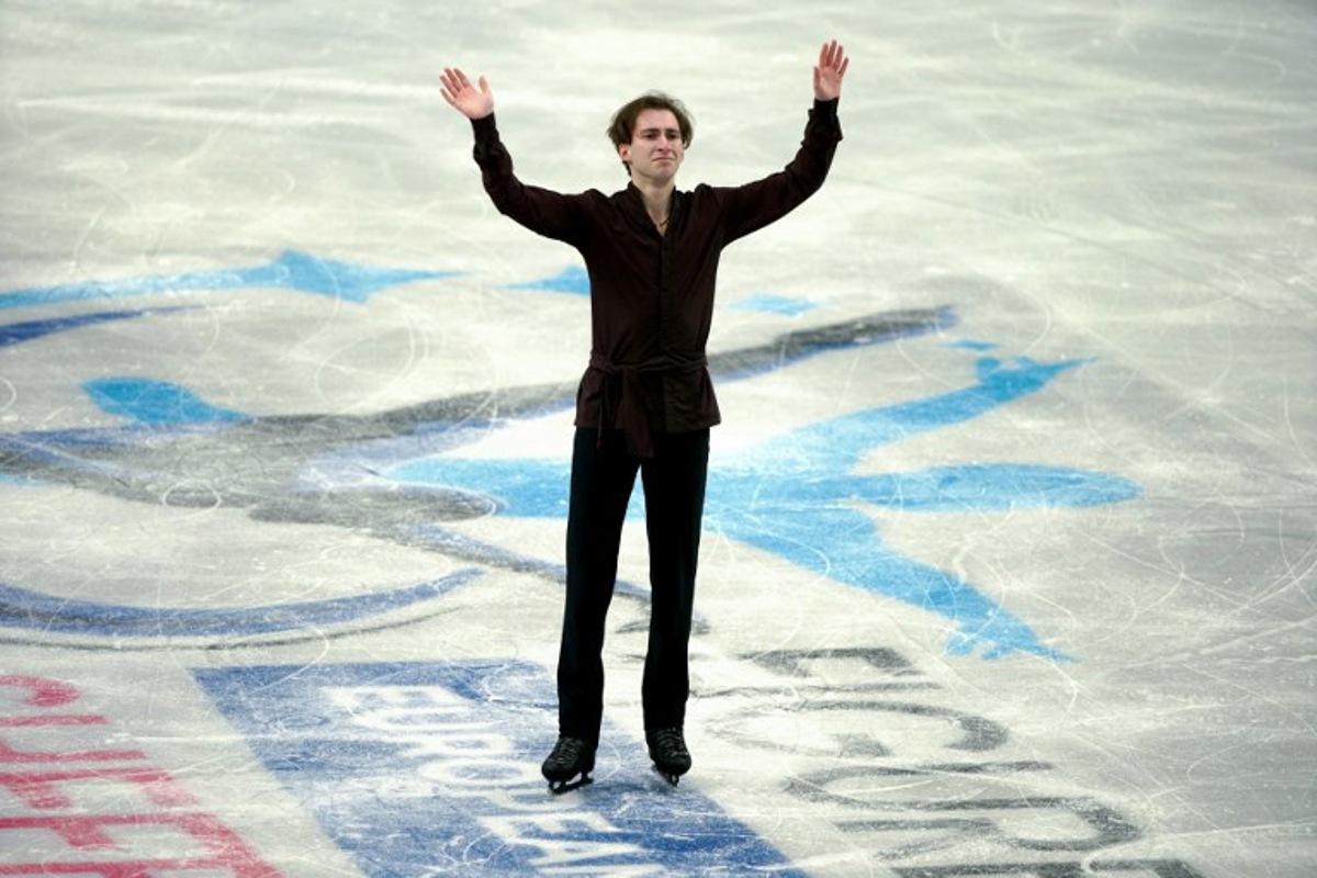 Georgia's Nika Egadze reacts during day three of the ISU Figure Ice Skating European Championships in Sheffield, northern England on January 15, 2026.  Ian HODGSON / AFP