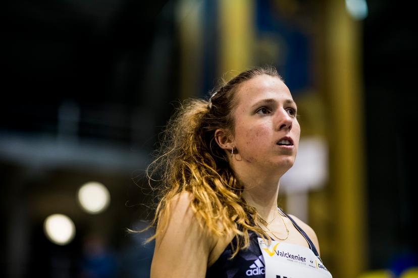 Athlete Hanne Maudens pictured after the IFAM Indoor, IAAF Indoor Tour Bronze Athletics Meeting, Saturday 13 February 2021, in Gent. BELGA PHOTO JASPER JACOBS