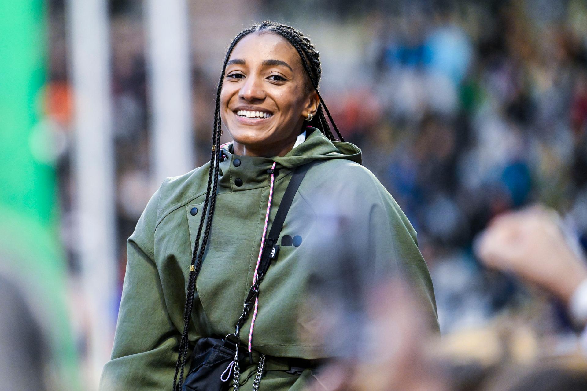 Belgian Nafissatou Nafi Thiam pictured during the 48th edition of the Memorial Van Damme athletics event in Brussels, Friday 13 September 2024. The 2024 Allianz Memorial Van Damme Diamond League meeting takes place on 13 and 14 September 2O24. BELGA PHOTO TOM GOYVAERTS