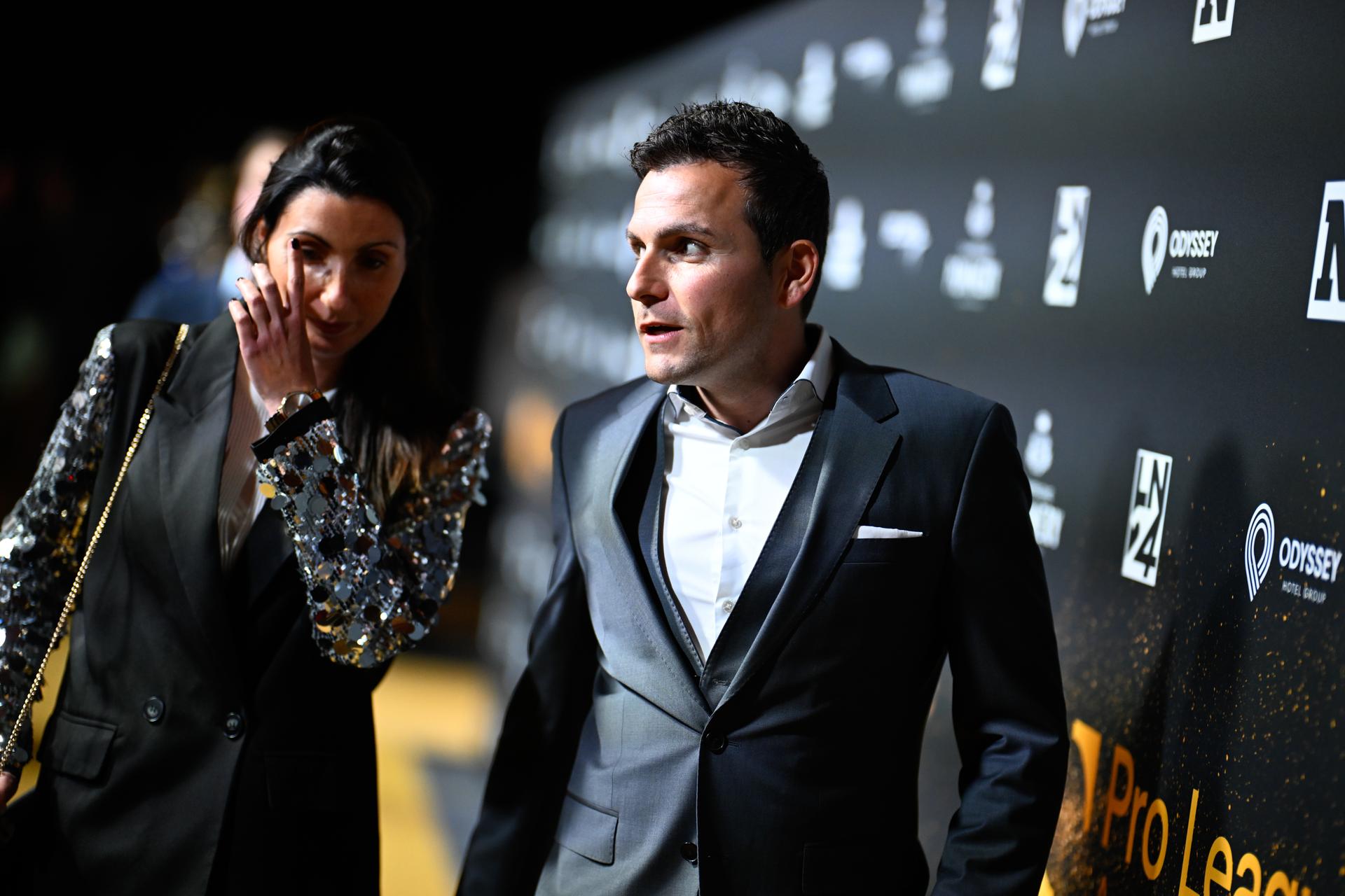 Union's CEO Philippe Bormans and his partner pictured during the Pro League Awards 2025, for the best players in the 1st and 2nd divisions of the 2024_2025 Belgian soccer championships, Monday 26 May 2025 in Antwerp. BELGA PHOTO JASPER JACOBS