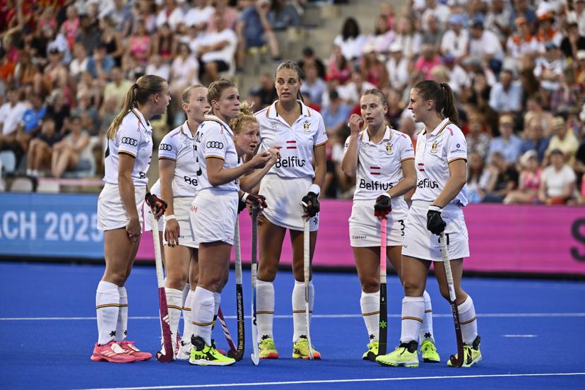 Red Panthers player pictured at a hockey game between Germany and the Belgian national team Red Panthers, the semi-finals of the 2025 women's European championships, Friday 15 August 2025 in Monchengladbach, Germany.  BELGA PHOTO ERIC LALMAND